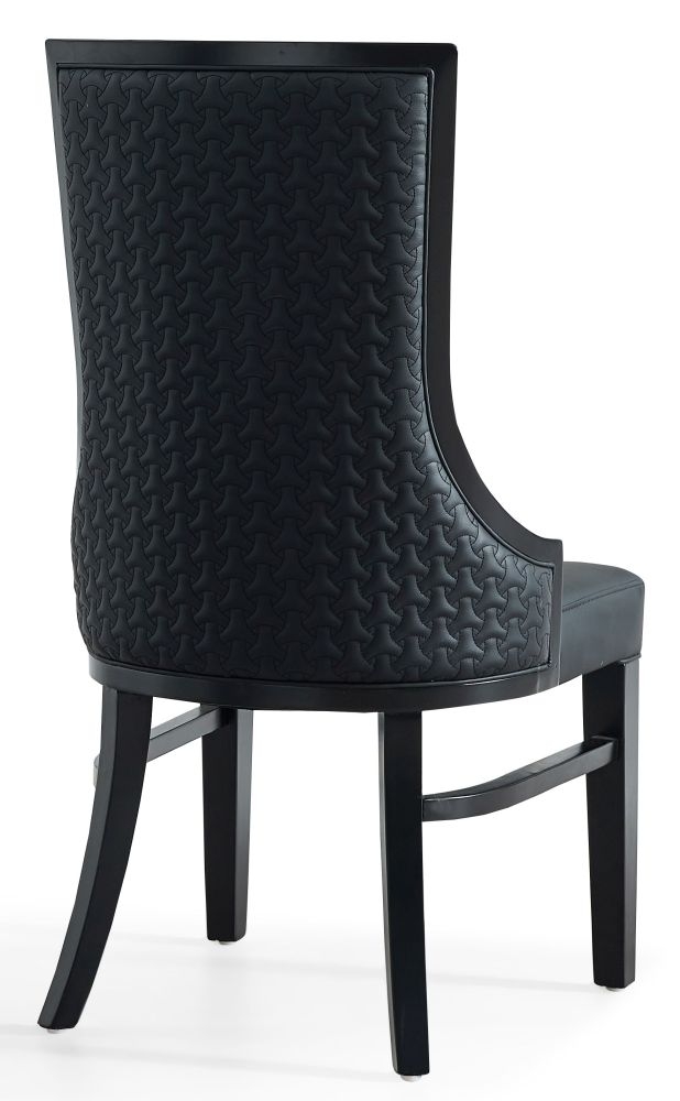 Product photograph of Zayed Black Faux Leather High Back Dining Chair With Black Wooden Trim from Choice Furniture Superstore.
