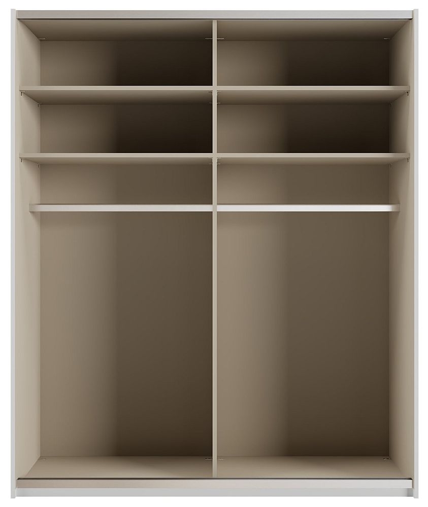 Product photograph of Miramar 2 Door Sliding Wardrobe With White Glass And Mirror Front - W 181cm from Choice Furniture Superstore.