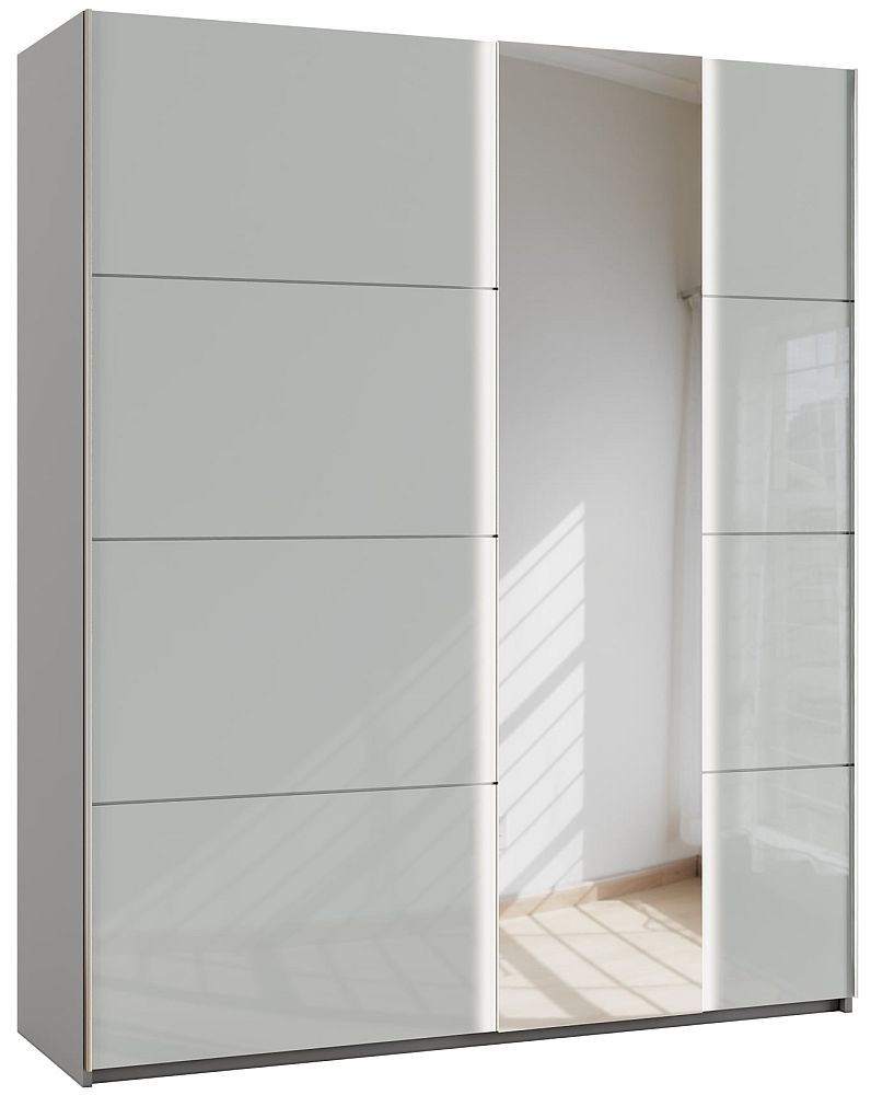 Product photograph of Miramar 2 Door Sliding Wardrobe With Silk Grey Glass And Mirror Front - W 181cm from Choice Furniture Superstore.