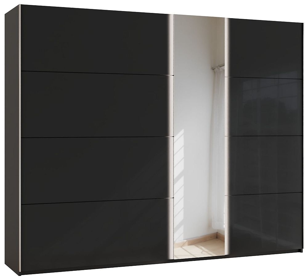 Product photograph of Miramar 2 Door Sliding Wardrobe With Black Glass And Mirror Front - W 271cm from Choice Furniture Superstore.