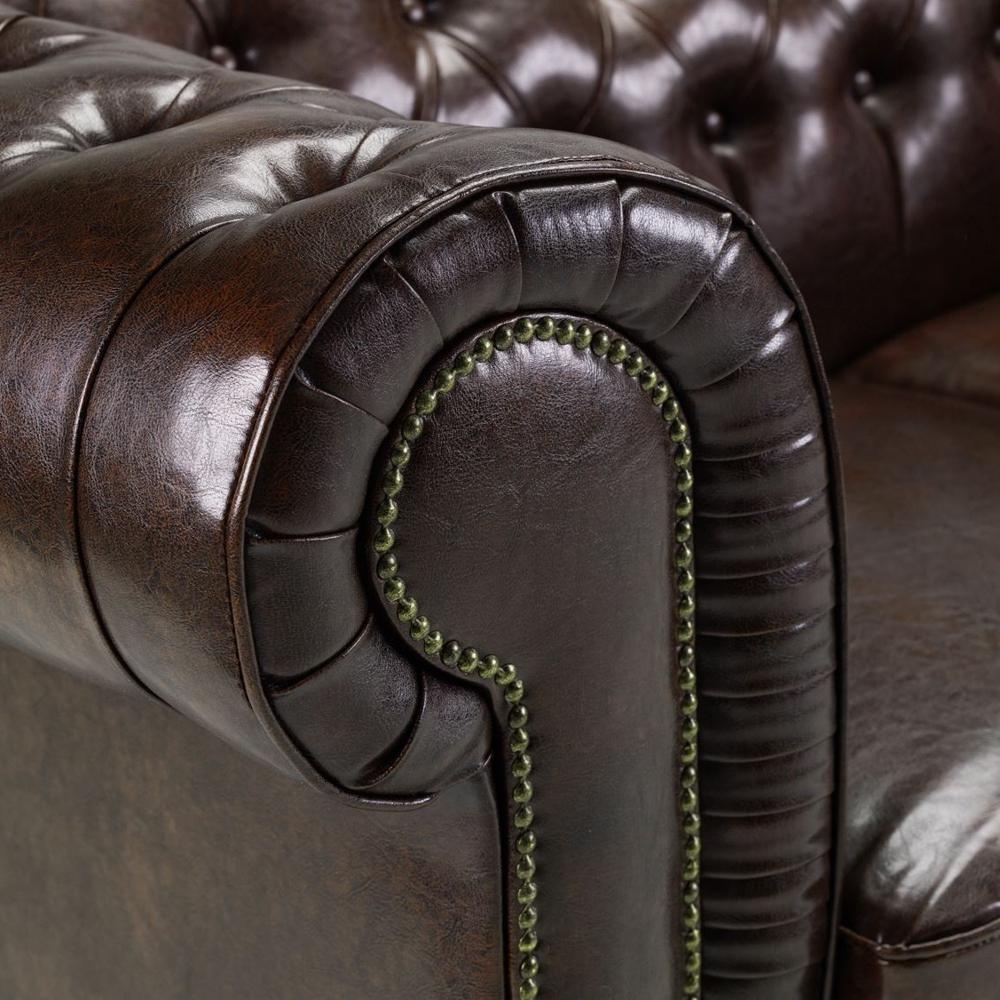 Product photograph of Chesterfield Antique Brown Armchair from Choice Furniture Superstore.