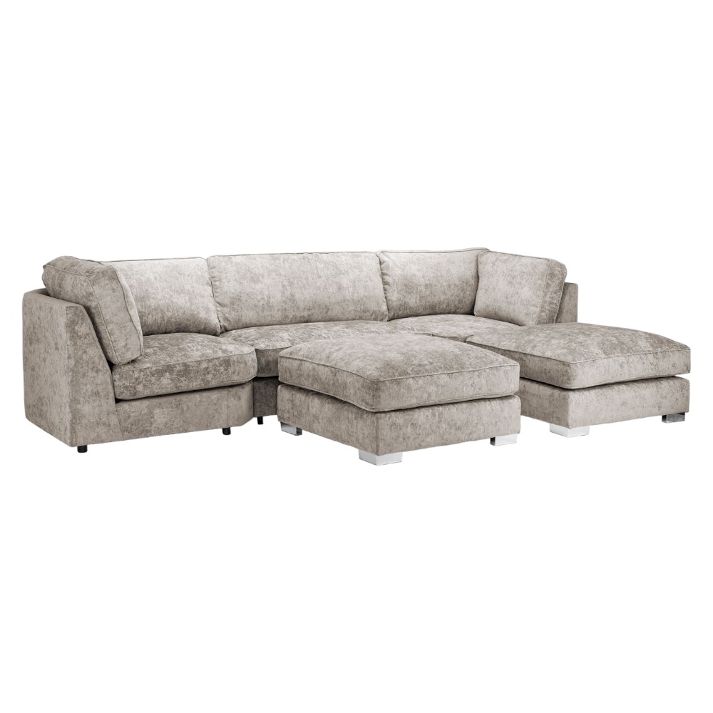 Product photograph of Bishop Fullback Truffle Velvet Fabric U Shape Corner Sofa Suite from Choice Furniture Superstore.