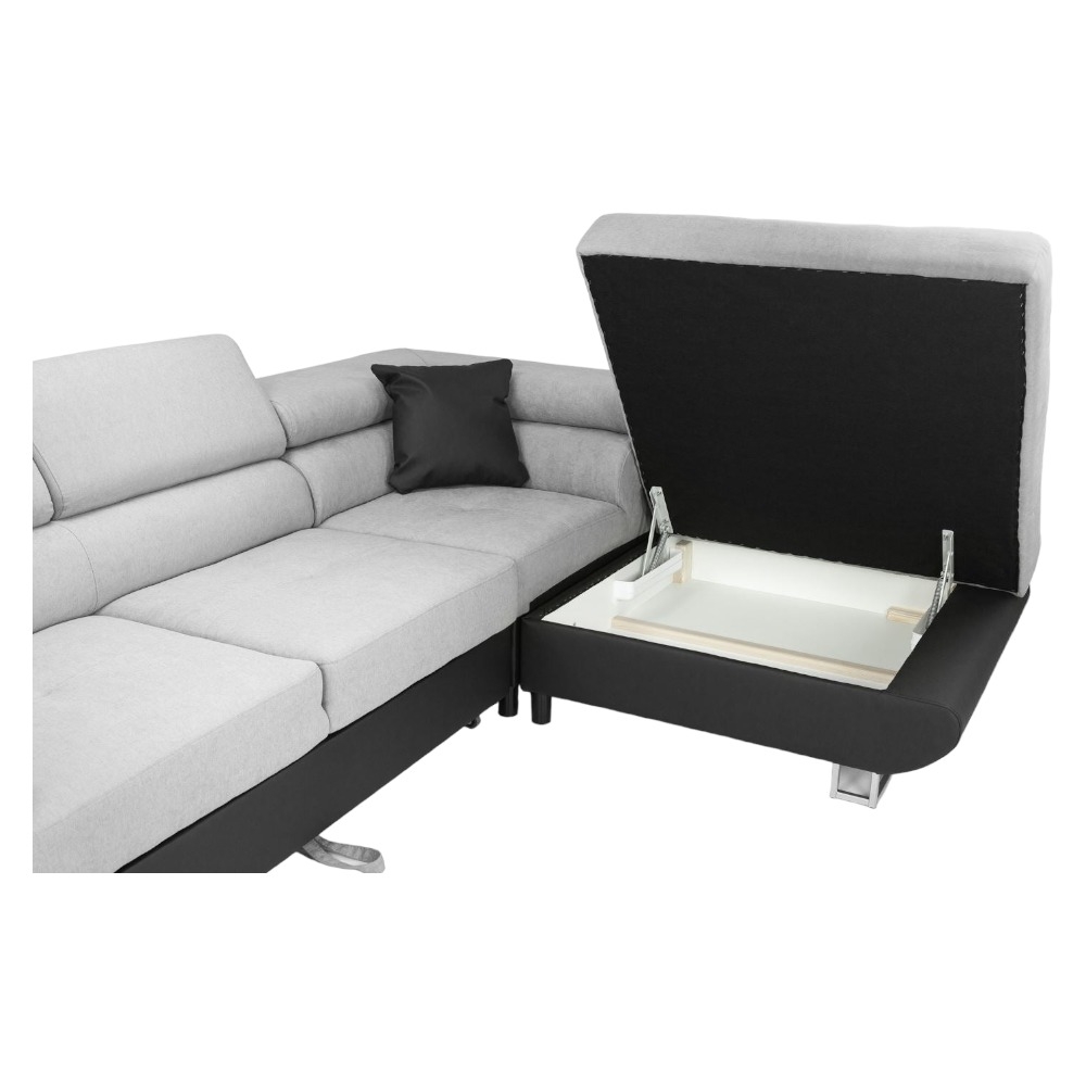 Product photograph of Anton Black And Grey Left Hand Facing Corner Sofabed With Storage from Choice Furniture Superstore.