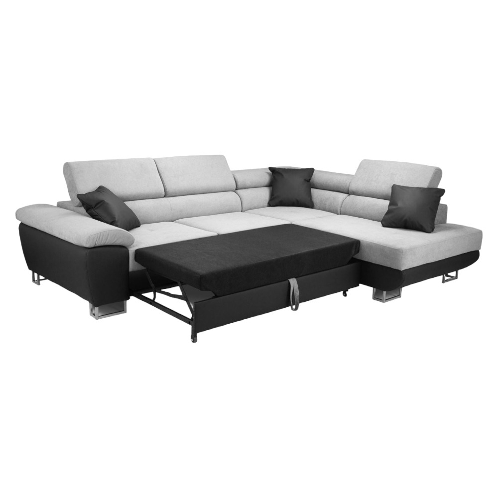 Product photograph of Anton Black And Grey Left Hand Facing Corner Sofabed With Storage from Choice Furniture Superstore.