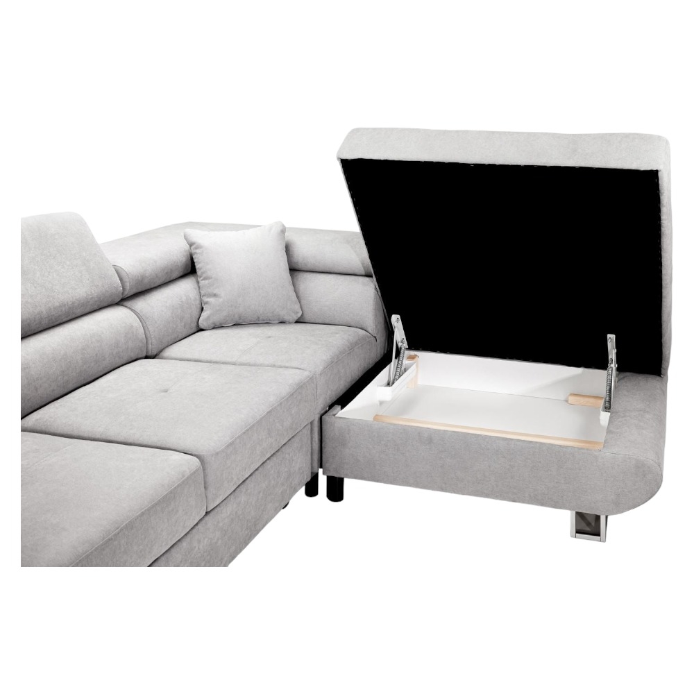 Product photograph of Anton Grey Left Hand Facing Corner Sofabed With Storage from Choice Furniture Superstore.