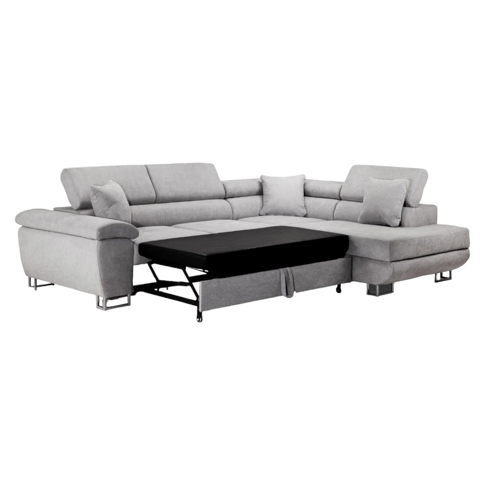 Product photograph of Anton Grey Left Hand Facing Corner Sofabed With Storage from Choice Furniture Superstore.