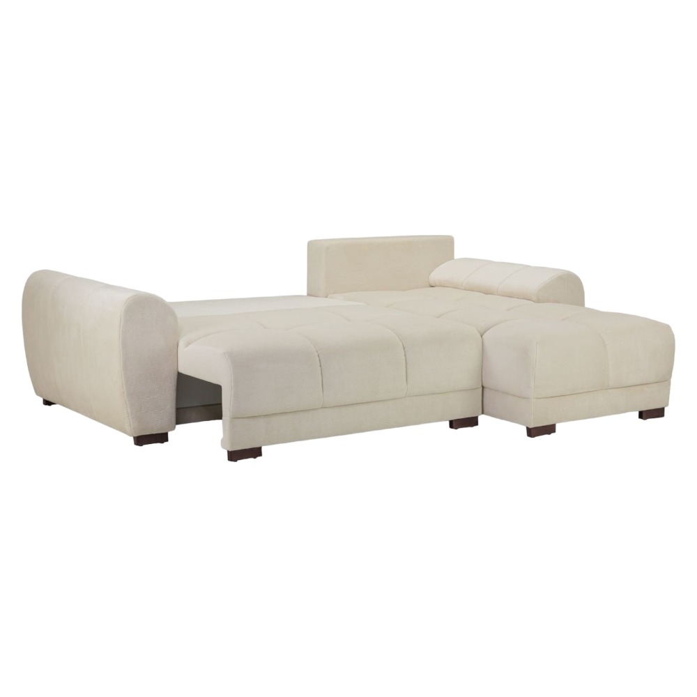 Product photograph of Azzuro Cream Universal Corner Sofabed With Storage from Choice Furniture Superstore.