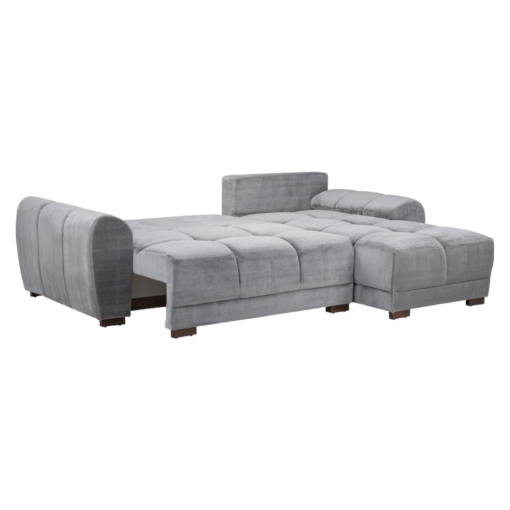 Product photograph of Azzuro Grey Tufted Universal Corner Sofabed With Storage from Choice Furniture Superstore.