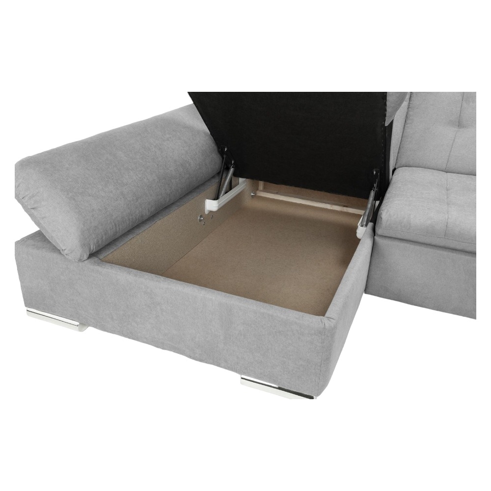 Product photograph of Bergen Grey Left Hand Facing U Shape Corner Sofabed With Storage from Choice Furniture Superstore.