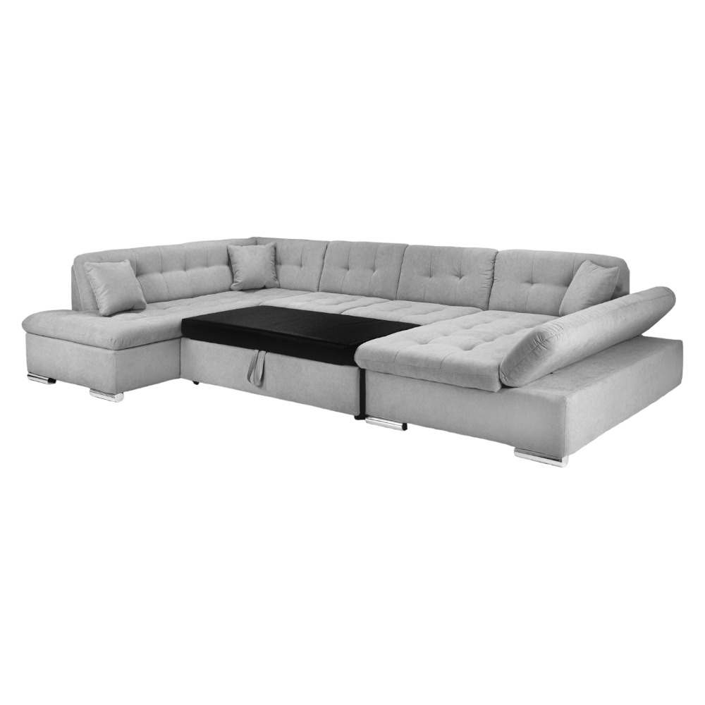 Product photograph of Bergen Grey Left Hand Facing U Shape Corner Sofabed With Storage from Choice Furniture Superstore.