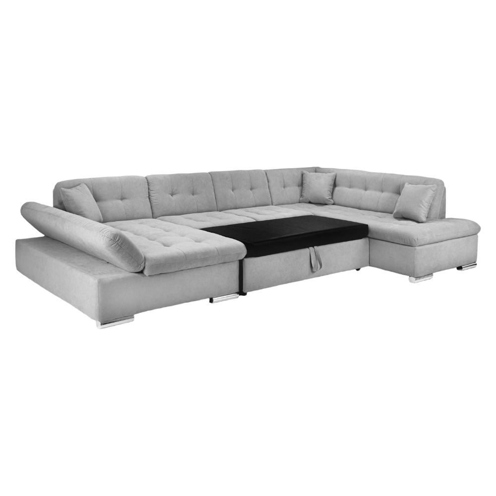 Product photograph of Bergen Grey Right Hand Facing U Shape Corner Sofabed With Storage from Choice Furniture Superstore.