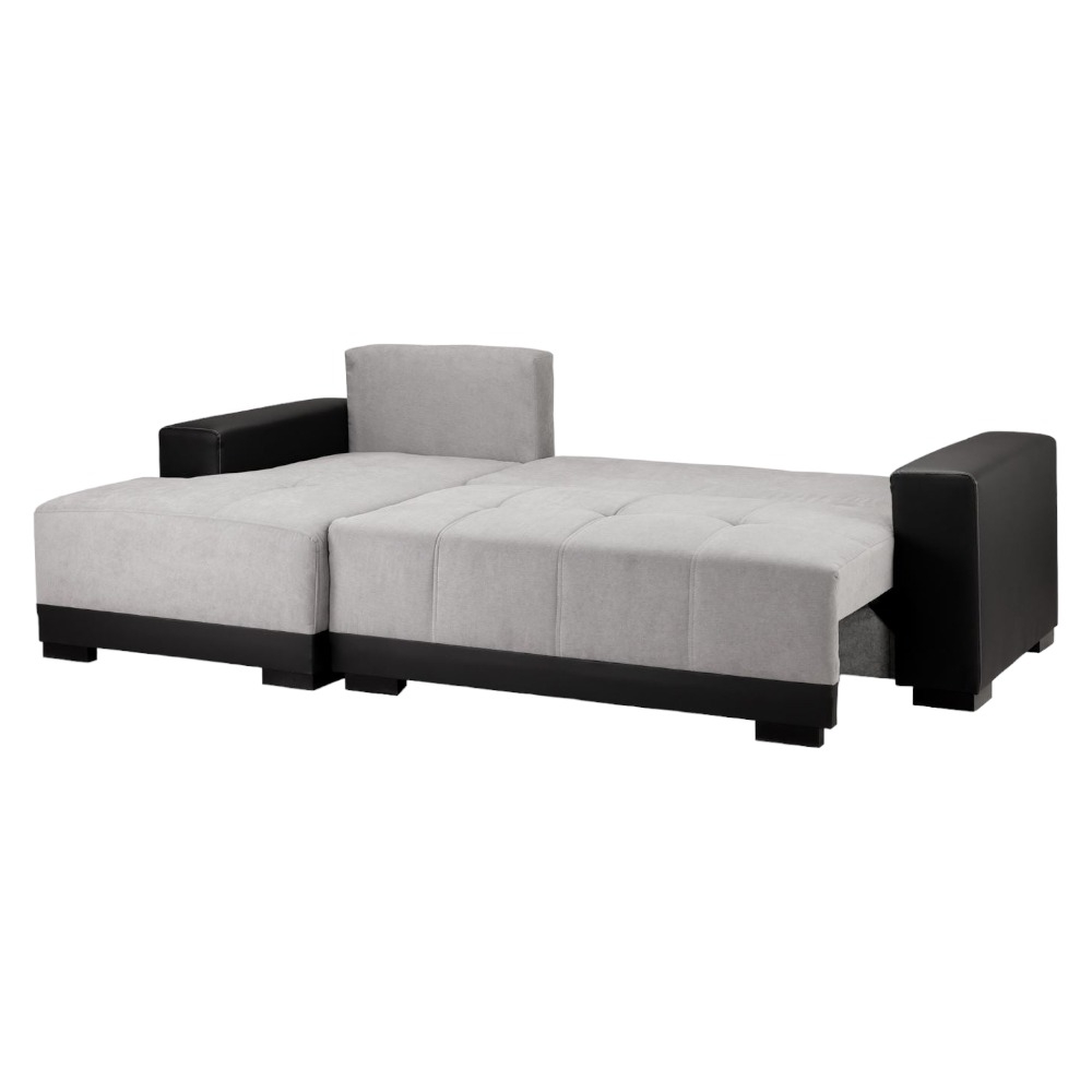 Product photograph of Cimiano Black And Grey Left Hand Facing Corner Sofabed With Storage from Choice Furniture Superstore.