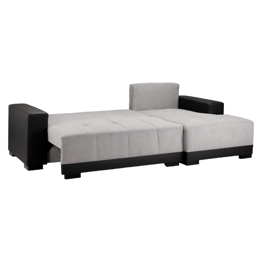 Product photograph of Cimiano Black And Grey Right Hand Facing Corner Sofabed With Storage from Choice Furniture Superstore.