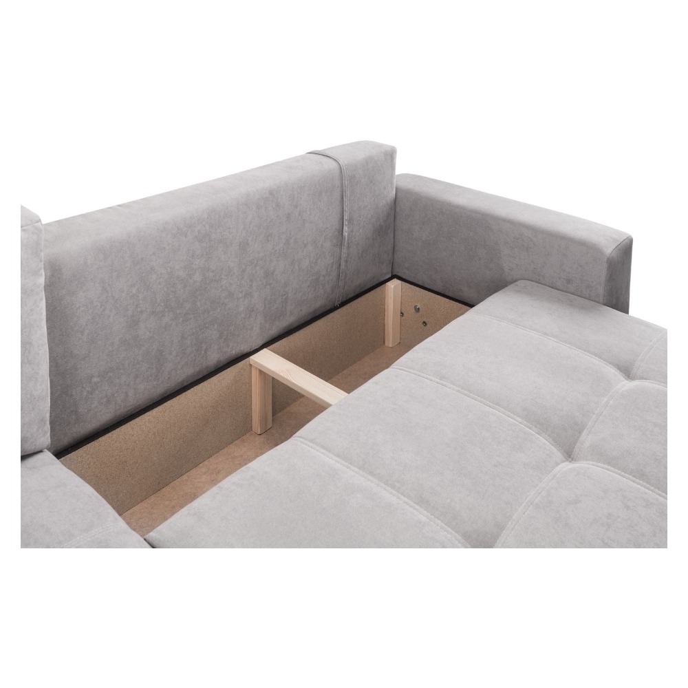 Product photograph of Cimiano Grey Tufted Left Hand Facing Corner Sofabed With Storage from Choice Furniture Superstore.