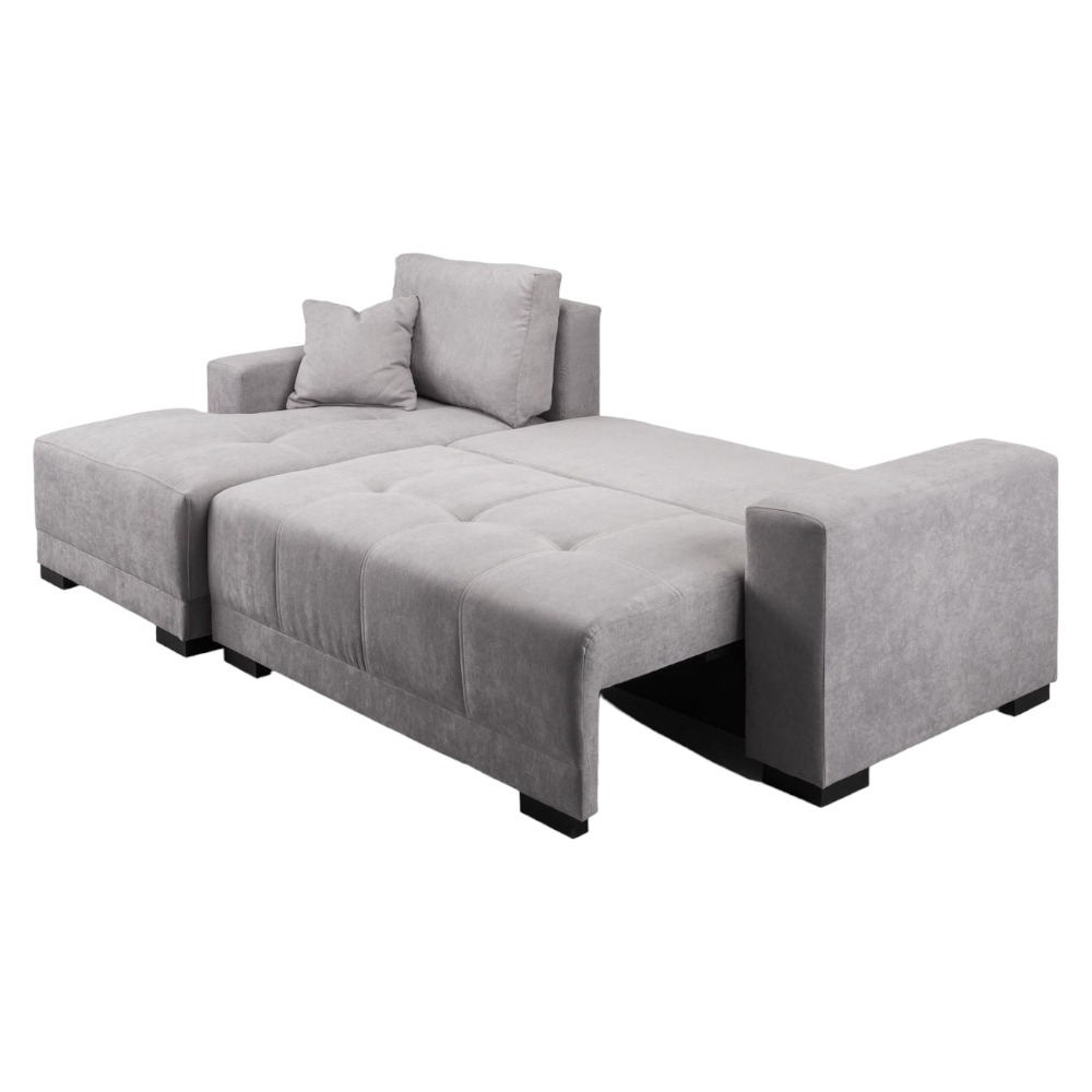 Product photograph of Cimiano Grey Tufted Left Hand Facing Corner Sofabed With Storage from Choice Furniture Superstore.