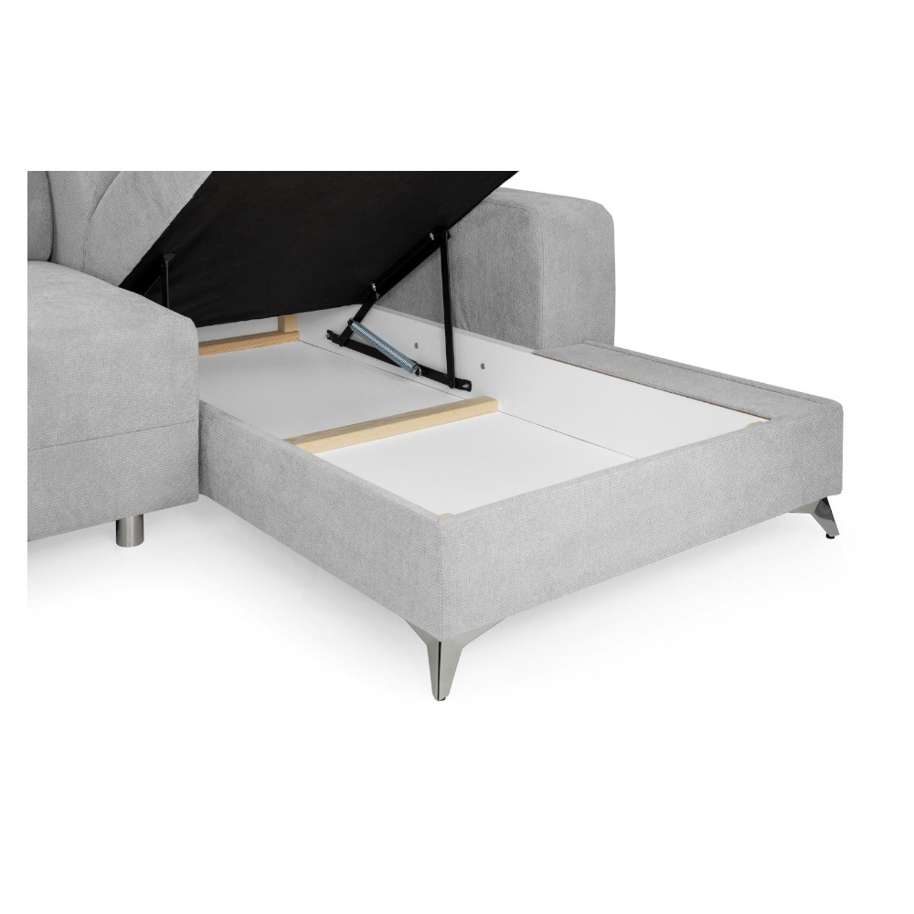 Product photograph of Dahlia Electric Beige Tufted Left Hand Facing Corner Sofabed With Storage from Choice Furniture Superstore.