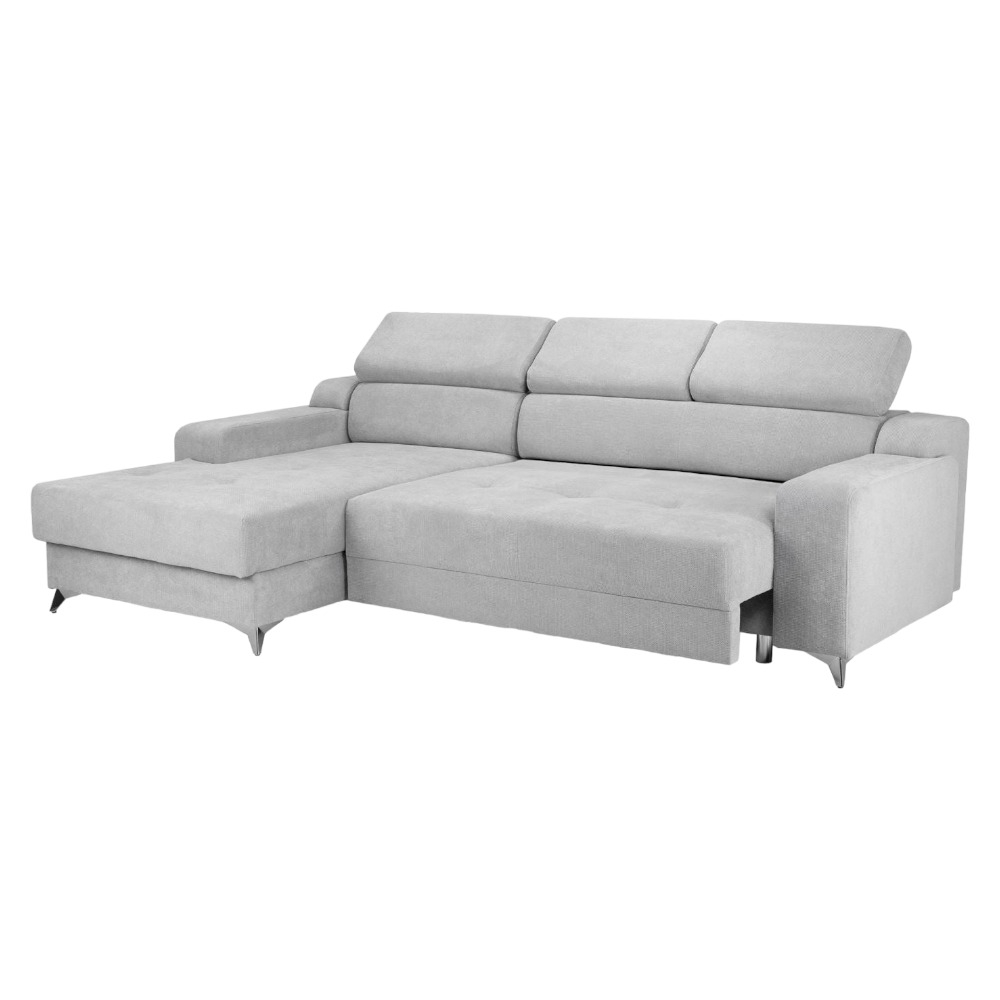 Product photograph of Dahlia Electric Beige Tufted Left Hand Facing Corner Sofabed With Storage from Choice Furniture Superstore.