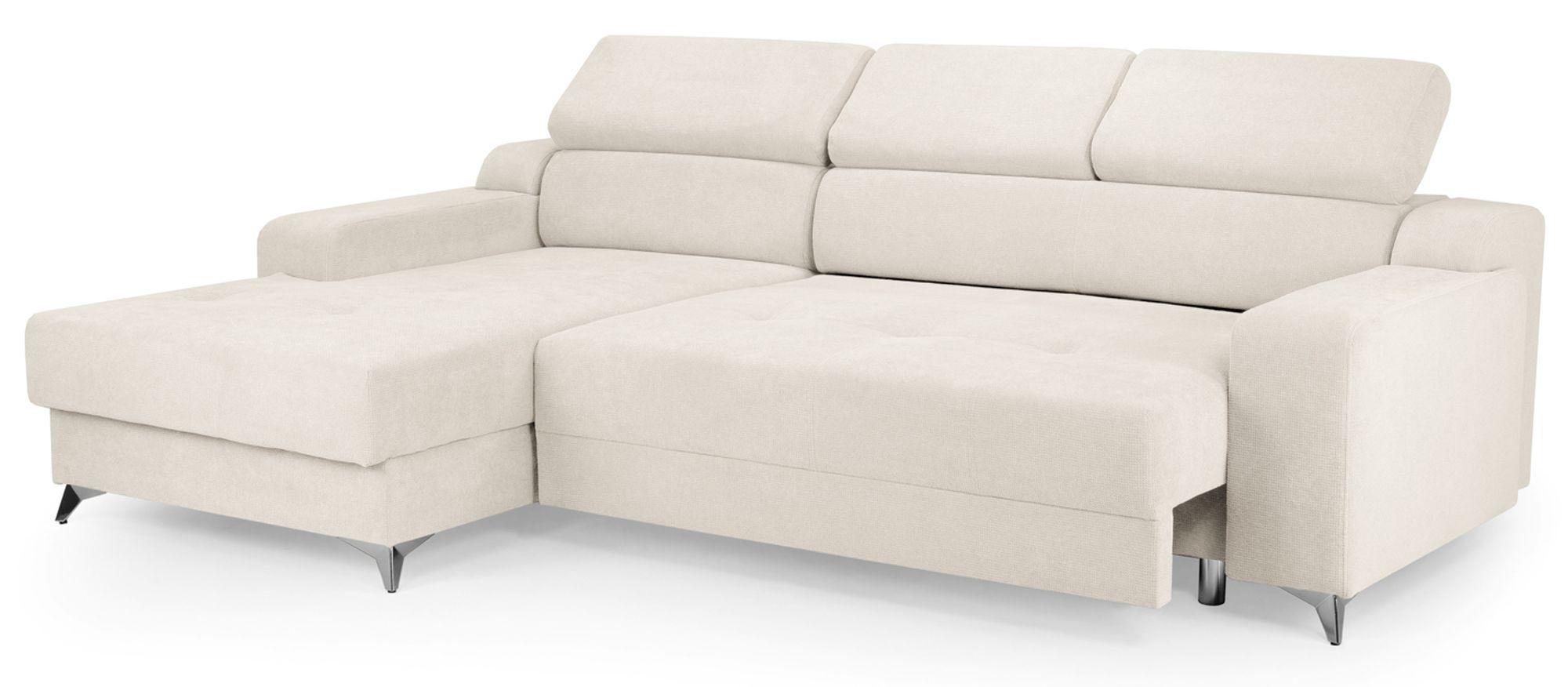 Product photograph of Dahlia Electric Beige Fabric Left Hand Facing Corner Sofabed With Storage from Choice Furniture Superstore.