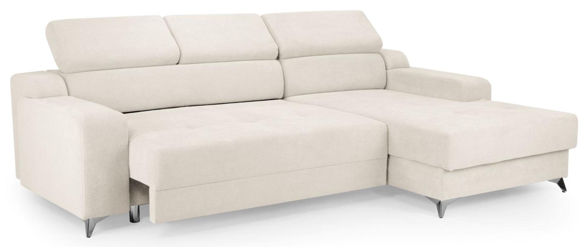 Product photograph of Dahlia Electric Beige Fabric Right Hand Facing Corner Sofabed With Storage from Choice Furniture Superstore.