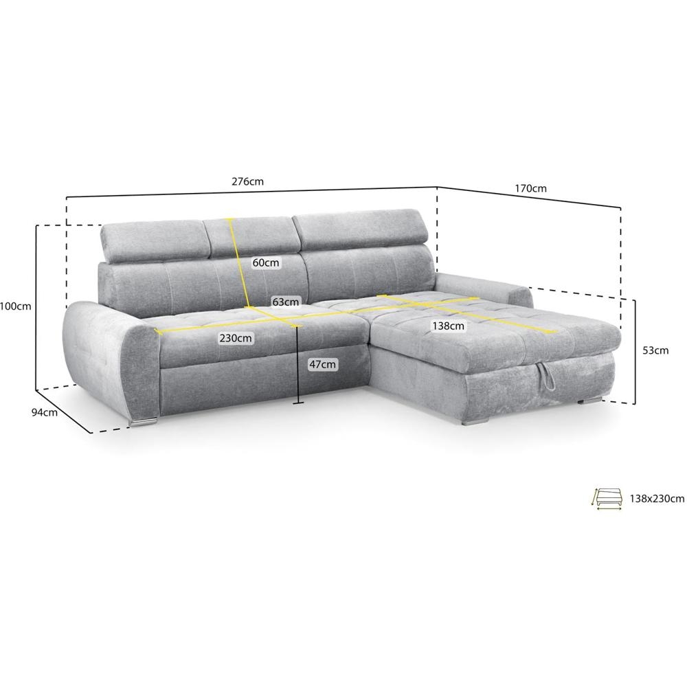 Fenix Mocha Universal Corner Sofabed with Storage - CFS UK