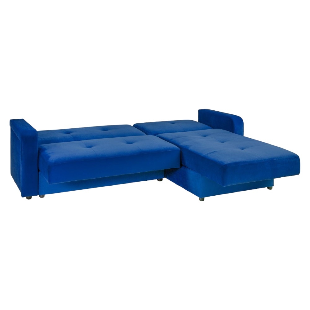 Product photograph of Kair Blue Plush Universal Corner Sofabed With Storage from Choice Furniture Superstore.