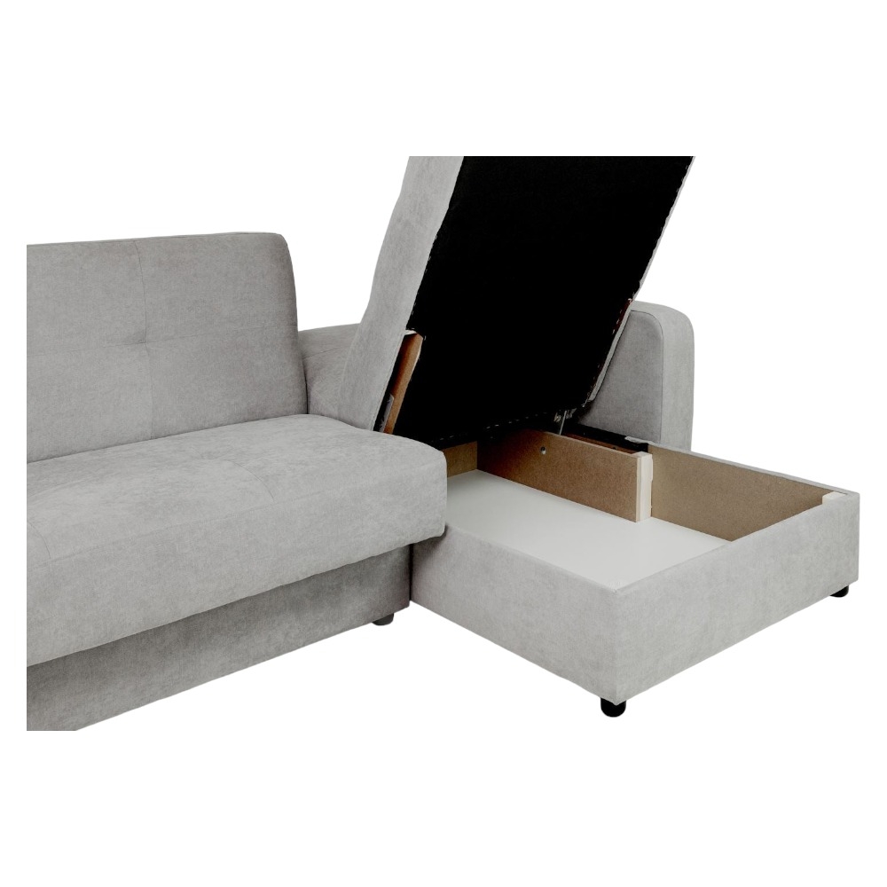 Product photograph of Kair Grey Tufted Plush Universal Corner Sofabed With Storage from Choice Furniture Superstore.