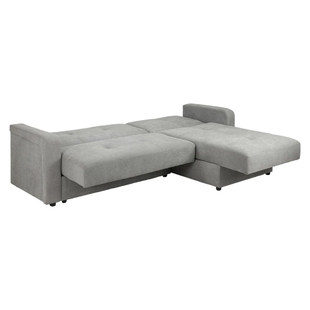 Product photograph of Kair Grey Tufted Plush Universal Corner Sofabed With Storage from Choice Furniture Superstore.