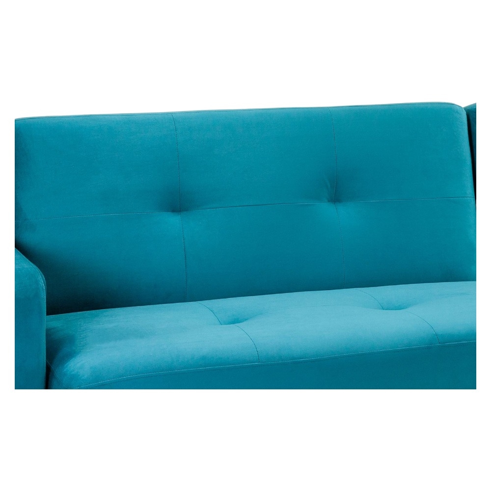 Product photograph of Kair Teal Plush Universal Corner Sofabed With Storage from Choice Furniture Superstore.