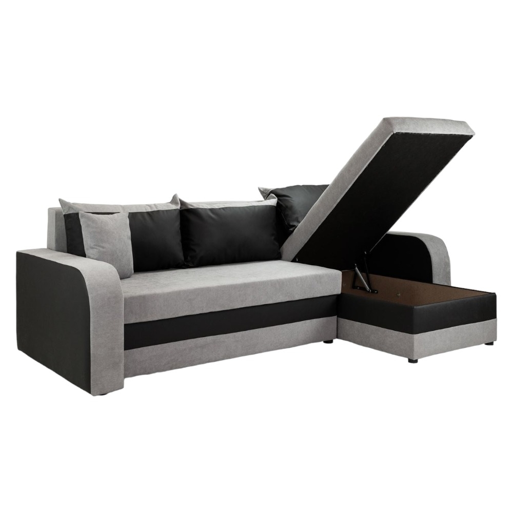 Product photograph of Kris Black And Grey Footstool With Storage from Choice Furniture Superstore.