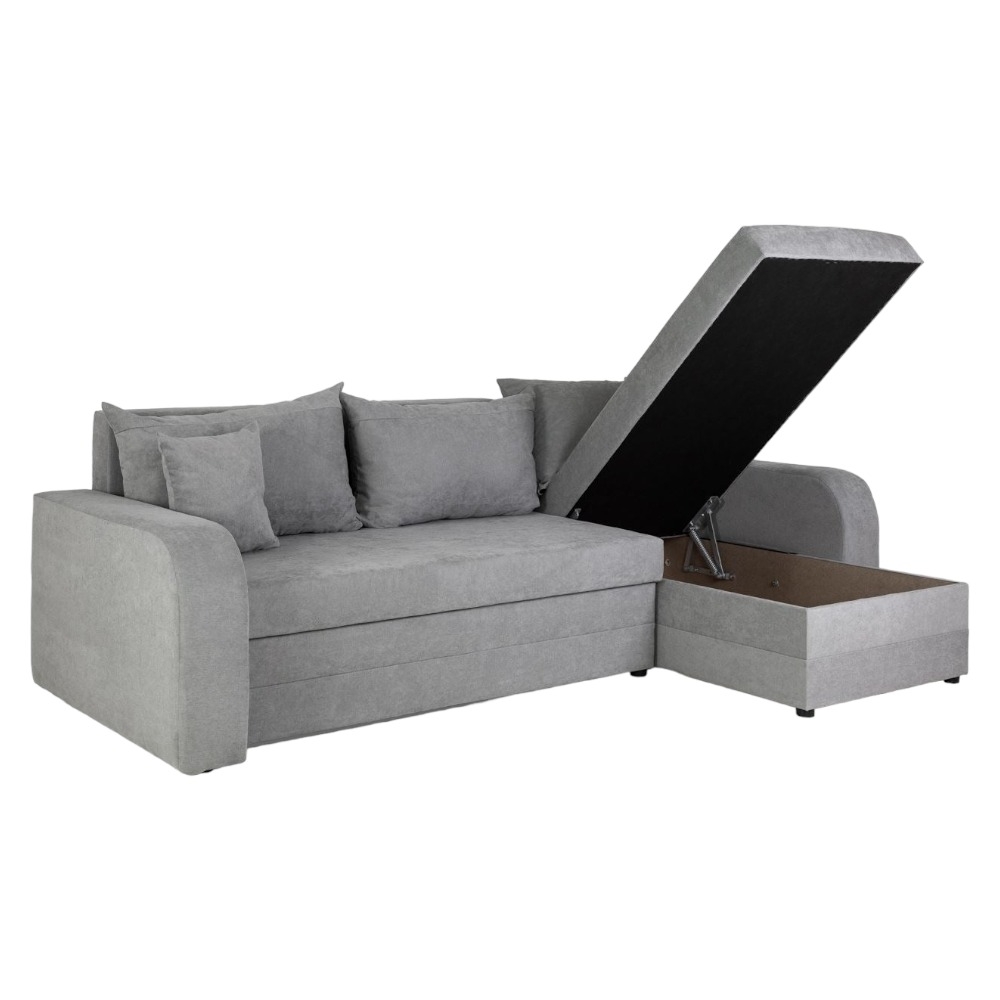 Product photograph of Kris Grey Tufted Universal Corner Sofabed With Storage from Choice Furniture Superstore.