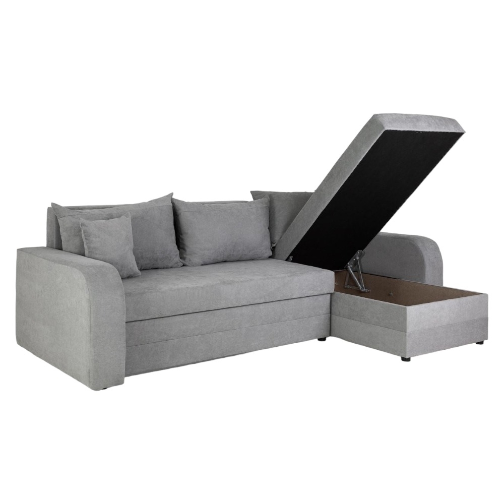 Product photograph of Kris Grey Universal Corner Sofabed With Storage from Choice Furniture Superstore.