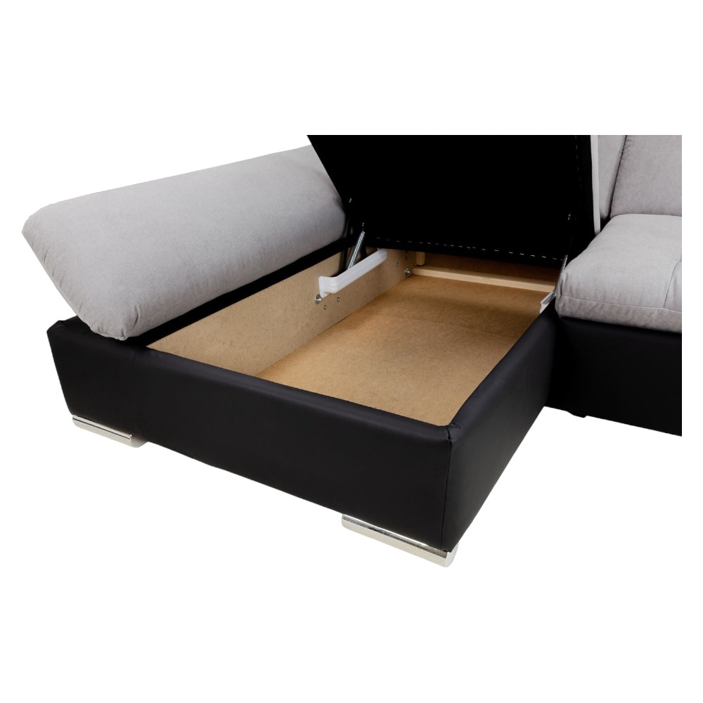 Product photograph of Malvi Black And Grey Left Hand Facing Corner Sofabed With Storage from Choice Furniture Superstore.