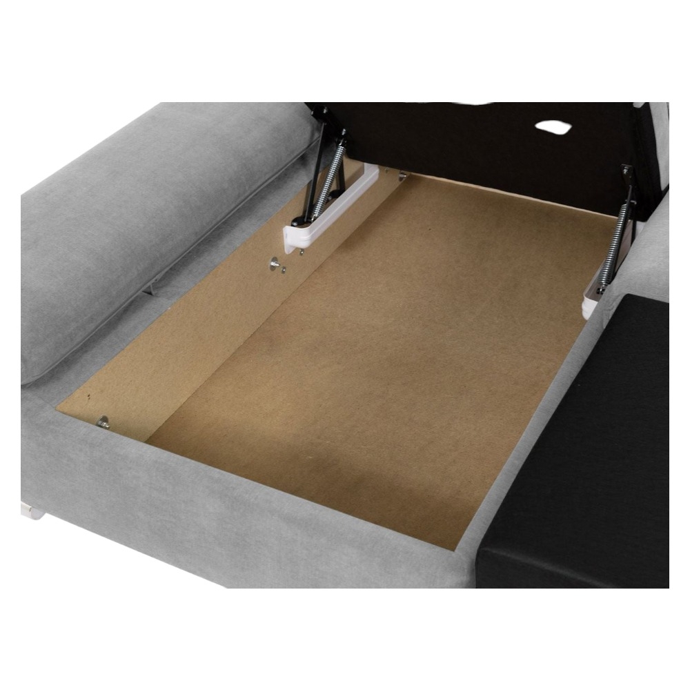 Product photograph of Malvi Grey Tufted Left Hand Facing Corner Sofabed With Storage from Choice Furniture Superstore.