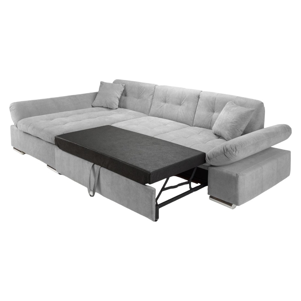 Product photograph of Malvi Grey Right Hand Facing Corner Sofabed With Storage from Choice Furniture Superstore.