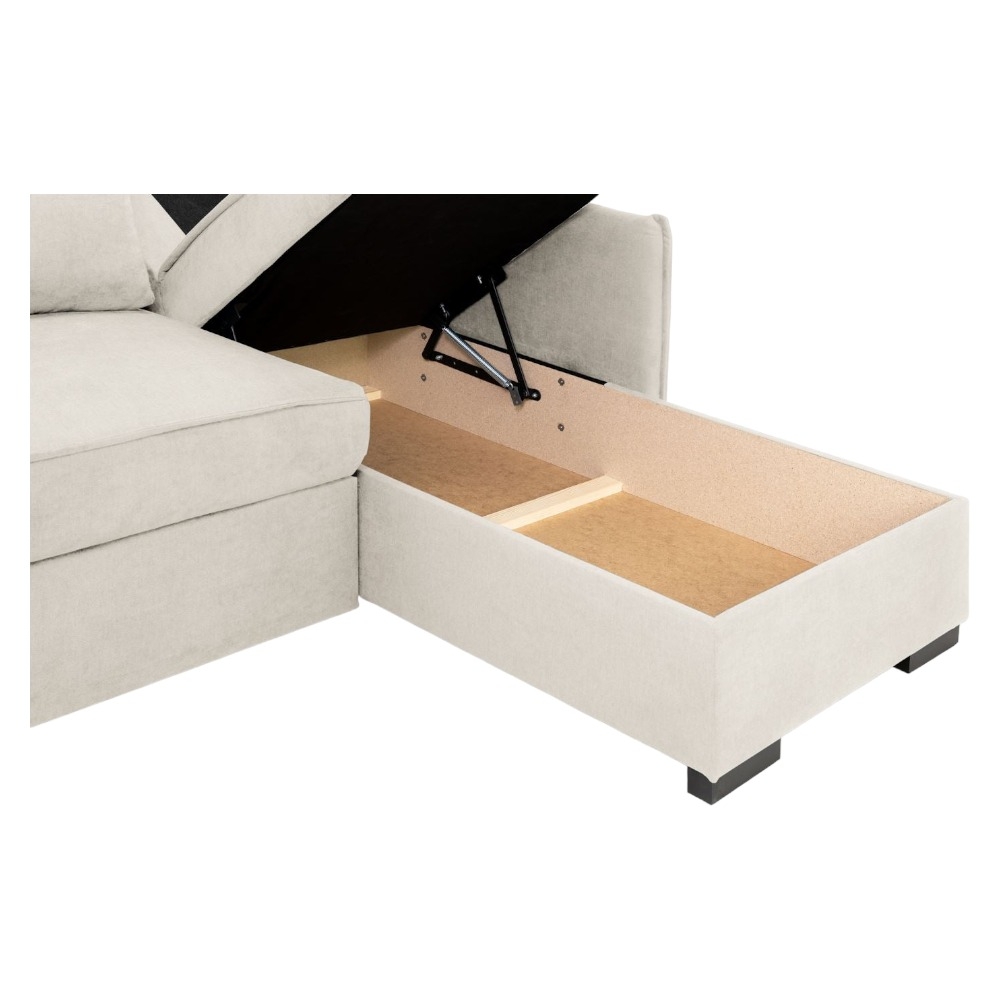 Product photograph of Miel Plush Beige Universal Corner Sofabed With Storage from Choice Furniture Superstore.