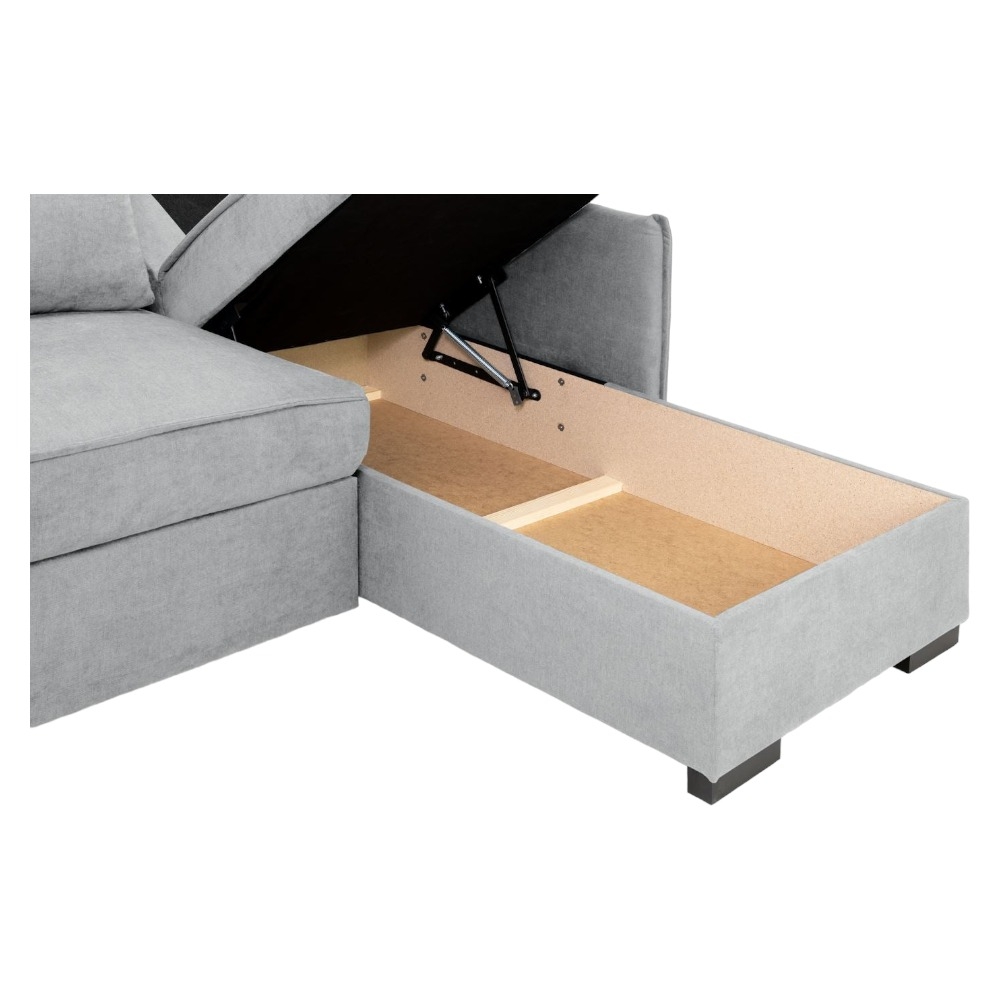 Product photograph of Miel Plush Grey Universal Corner Sofabed With Storage from Choice Furniture Superstore.