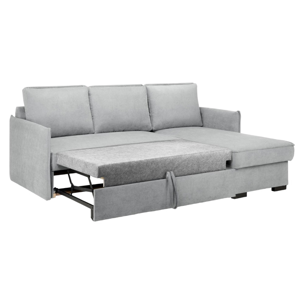 Product photograph of Miel Plush Grey Universal Corner Sofabed With Storage from Choice Furniture Superstore.