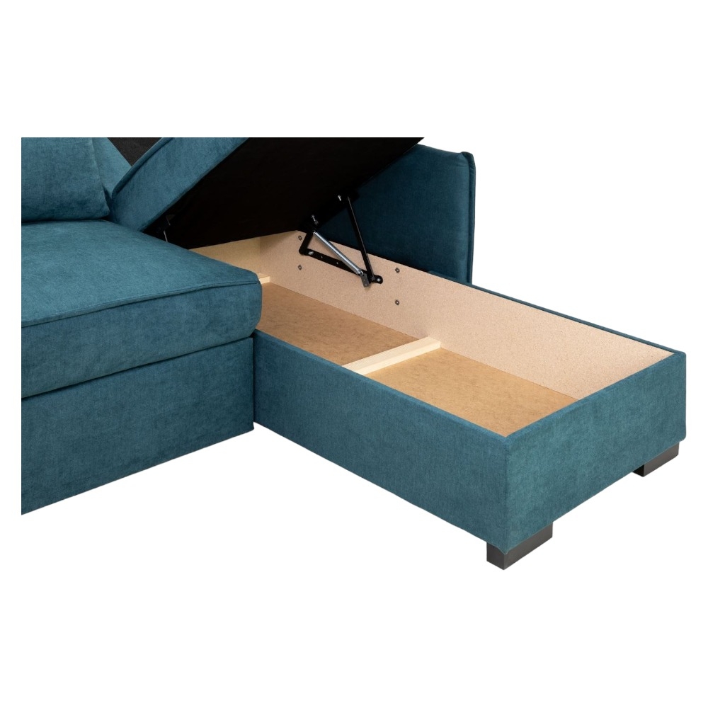 Product photograph of Miel Plush Teal Universal Corner Sofabed With Storage from Choice Furniture Superstore.