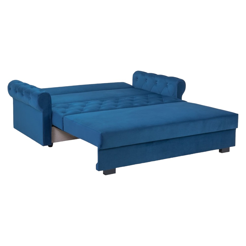 Product photograph of Rosalind Plush Blue 3 Seater Sofabed from Choice Furniture Superstore.