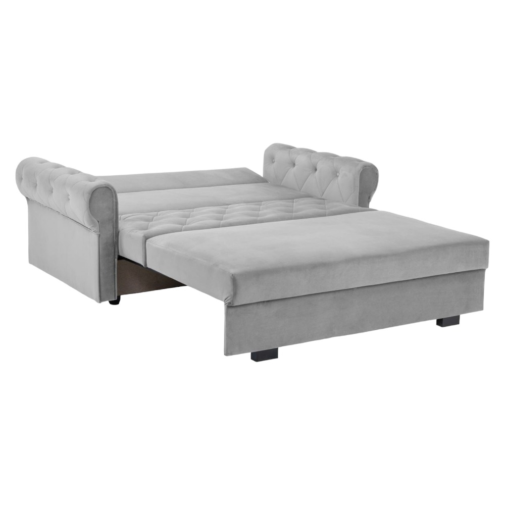 Product photograph of Rosalind Plush Grey Tufted 2 Seater Sofabed from Choice Furniture Superstore.