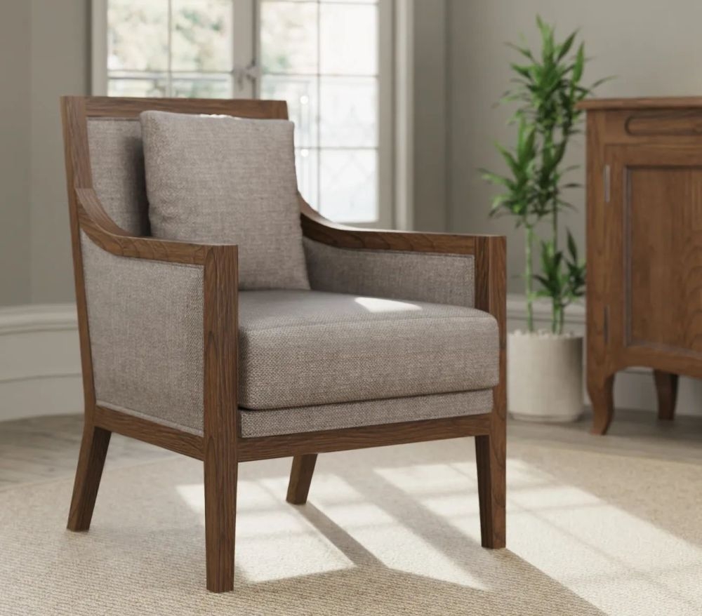 Product photograph of Harriet French Contemporary Walnut Armchair from Choice Furniture Superstore.