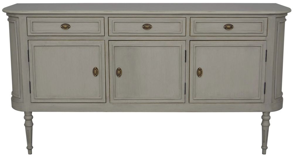 Product photograph of Emison French Grey 3 Door 3 Drawer Large Sideboard from Choice Furniture Superstore.