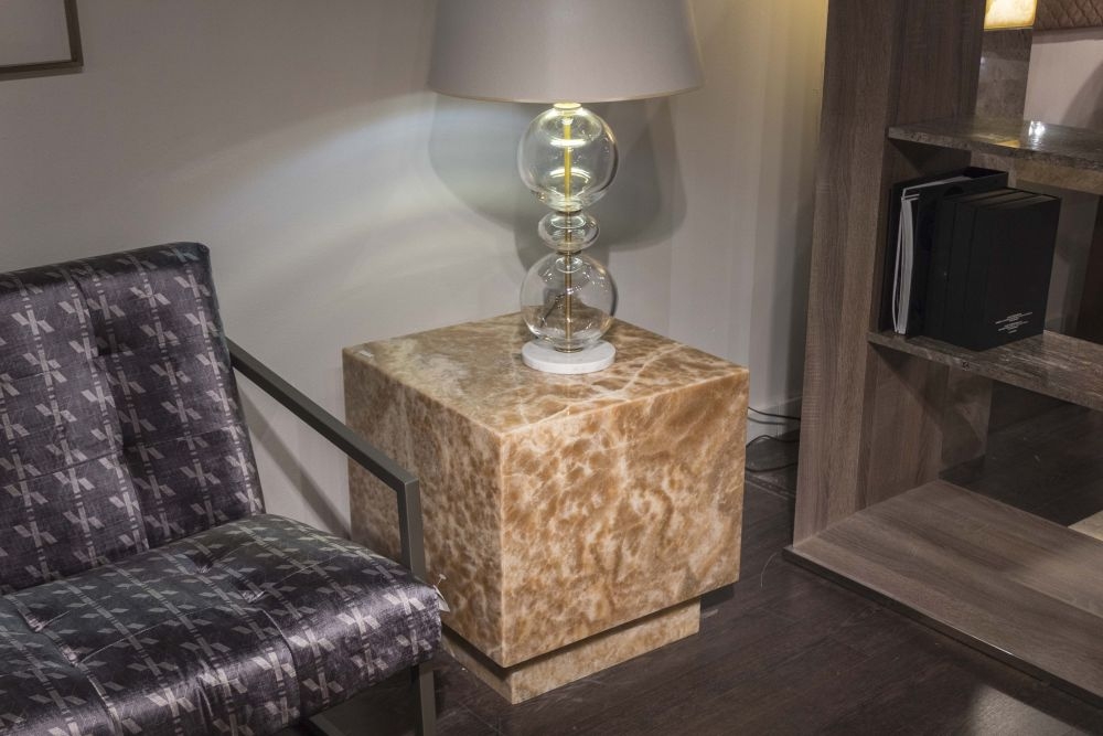 Product photograph of Stone International Box Lamp Table - Marble And Wenge Wood from Choice Furniture Superstore.