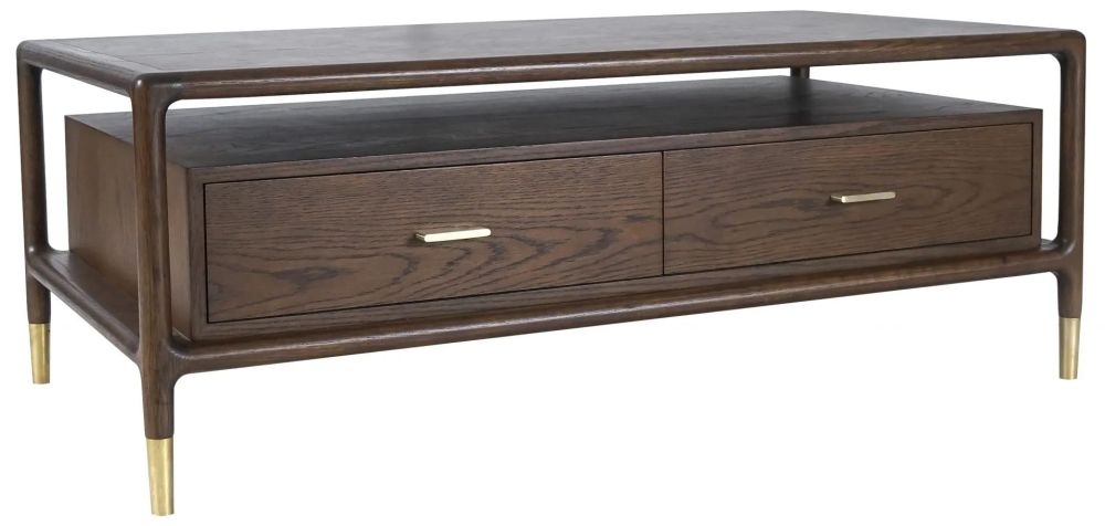 Product photograph of Lisa Walnut 2 Drawer Coffee Table from Choice Furniture Superstore.