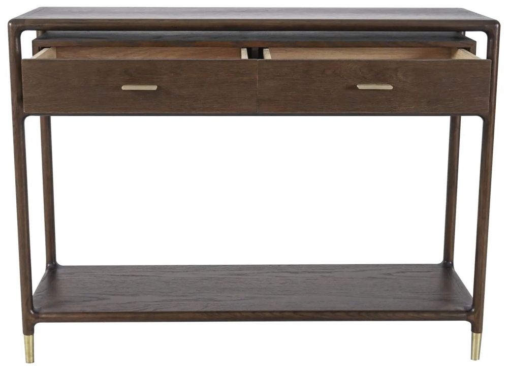 Product photograph of Fergus Walnut 2 Drawer Console Table from Choice Furniture Superstore.