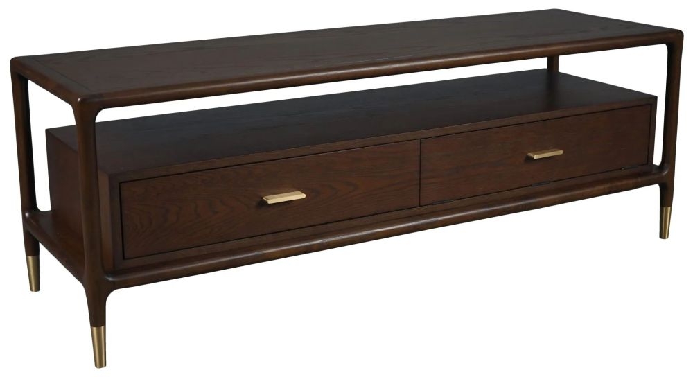 Product photograph of Fergus Walnut 2 Drawer Tv Unit from Choice Furniture Superstore.