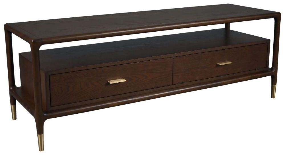 Product photograph of Lisa Walnut 2 Drawer Tv Unit from Choice Furniture Superstore.