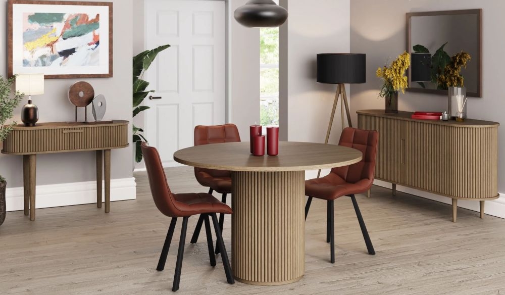 Product photograph of Nulato Mc Classic Fluted Wood 120cm Round Dining Table - 4 Seater from Choice Furniture Superstore.