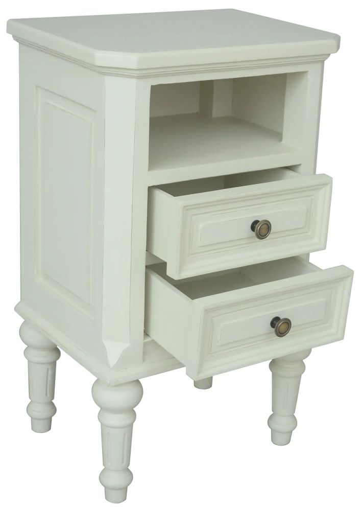 Product photograph of Rosburg French Lime White 2 Drawer Bedside Cabinet from Choice Furniture Superstore.