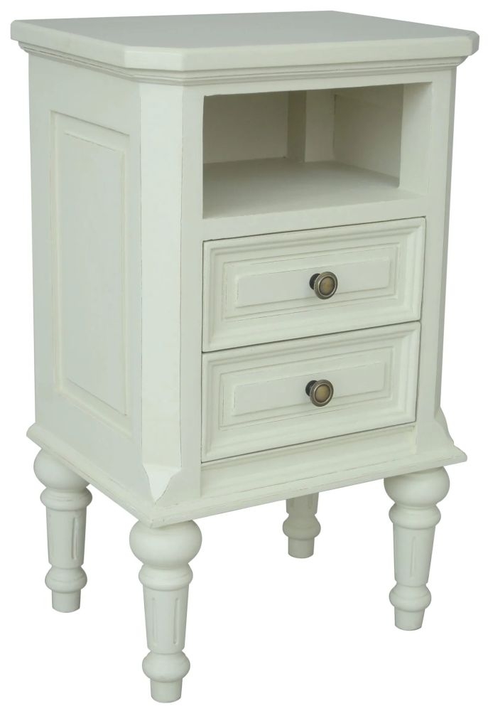 Product photograph of Rosburg French Lime White 2 Drawer Bedside Cabinet from Choice Furniture Superstore.